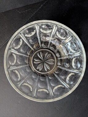 VTG Set Of 3 MCM Anchor Hocking High Point Glass Berry Bowl Circle Flowers 4.25"